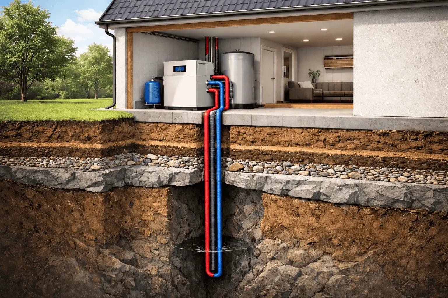 Bergvärmepump installation