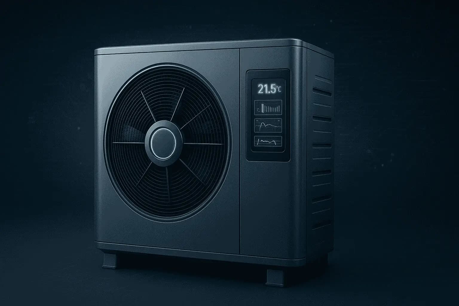 Modern luftvärmepump installerad på husfasad i Malmö